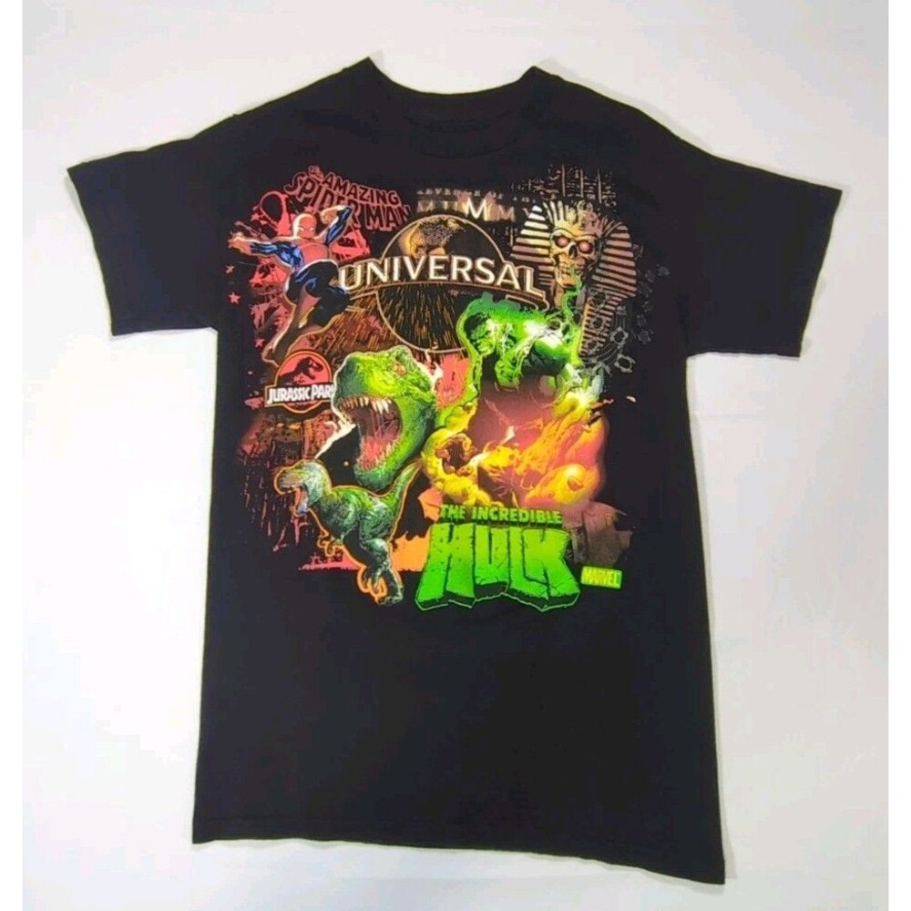 Y2K - Universal Studios - Men's Shirt Small-Spider Man-Hulk-Jurassic Park-Mummy